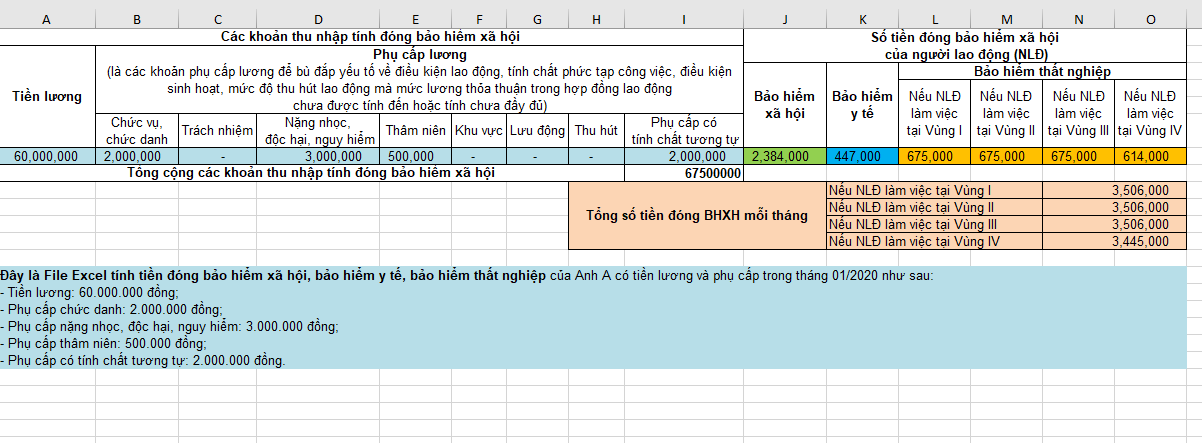 mẫu excel tính bảo hiểm