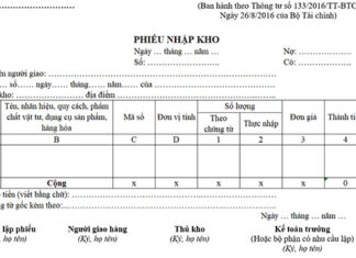 Tải ngay mẫu phiếu nhập kho (file Word, Excel) theo Thông tư 133