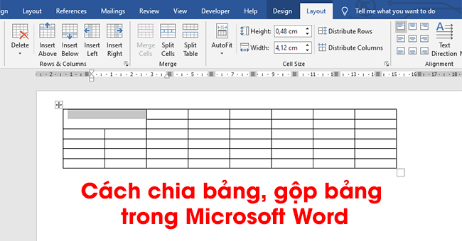 Hướng dẫn cách chia bảng, gộp bảng trong Microsoft Word