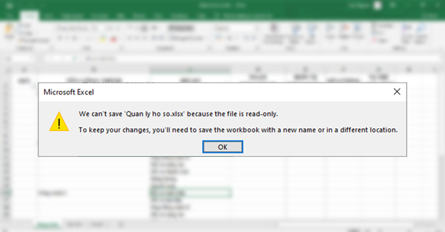 Mẹo khắc phục nhanh lỗi không lưu được file Excel