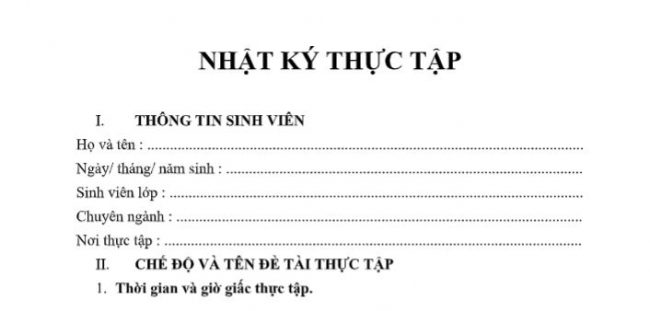 Mời tải về mẫu nhật ký thực tập tốt nghiệp kế toán