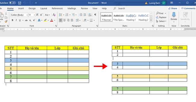 Hướng dẫn cách tách bảng và gộp bảng trong Word