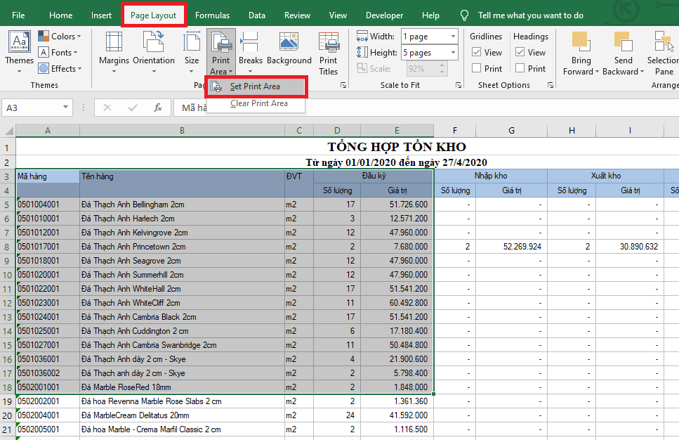 Những cách in một vùng dữ liệu tùy chọn trong Excel