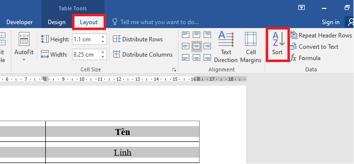 Cách sắp xếp tên theo thứ tự chữ cái trong Microsoft Word