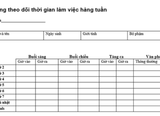 Tải về mẫu bảng theo dõi thời gian làm việc hàng tuần