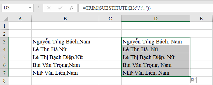 2 cách tạo khoảng cách sau dấu phẩy trong Microsoft Excel