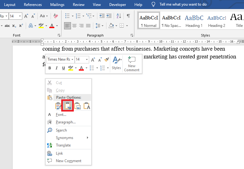 Kiểm soát định dạng khi dán văn bản trong Microsoft Word