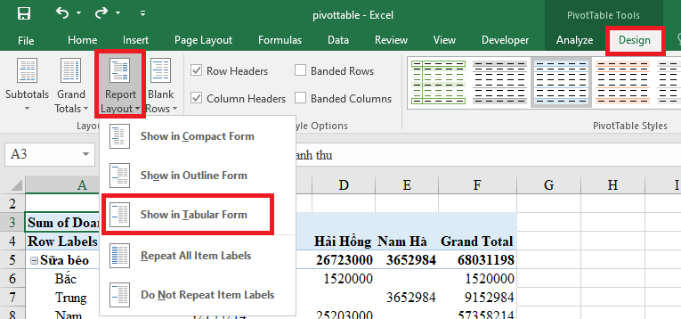 Sử dụng thành thạo Pivot Table thông qua ví dụ thực tế