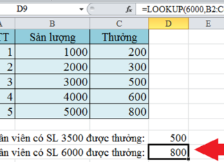 Cách dùng hàm Lookup dạng vector và dạng mảng