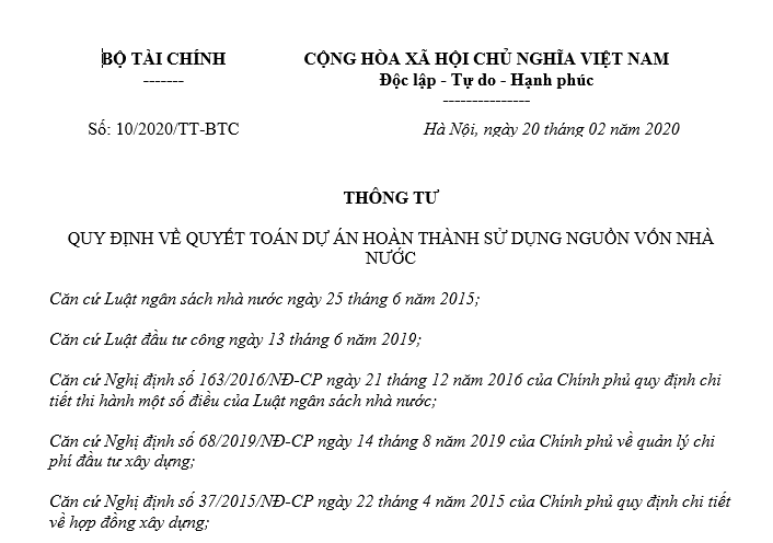 Thông tư 10/2020/TT-BTC