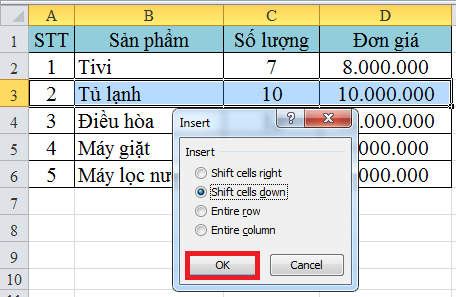 Hướng dẫn chèn 1 hay nhiều dòng trống trong Excel cực nhanh