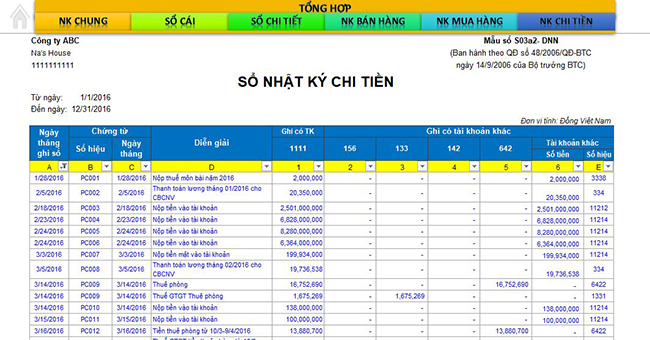 Mời bạn đọc tải về phần mềm kế toán thuế miễn phí trên Excel