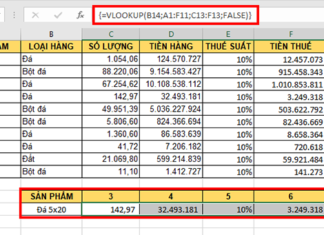 Cách sử dụng hàm VLOOKUP trả về mảng giá trị trong Excel