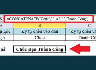 Cách chèn thêm ký tự vào đầu/cuối chuỗi trong Excel