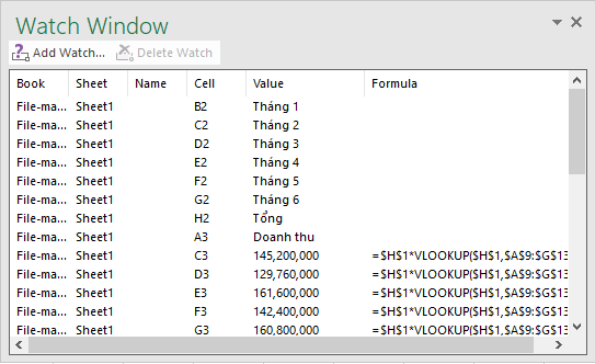 Cách mở cửa sổ quản lý công thức trong Microsoft Excel