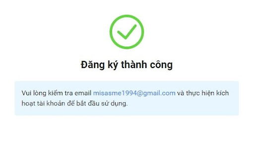 đăng ký thành công misa